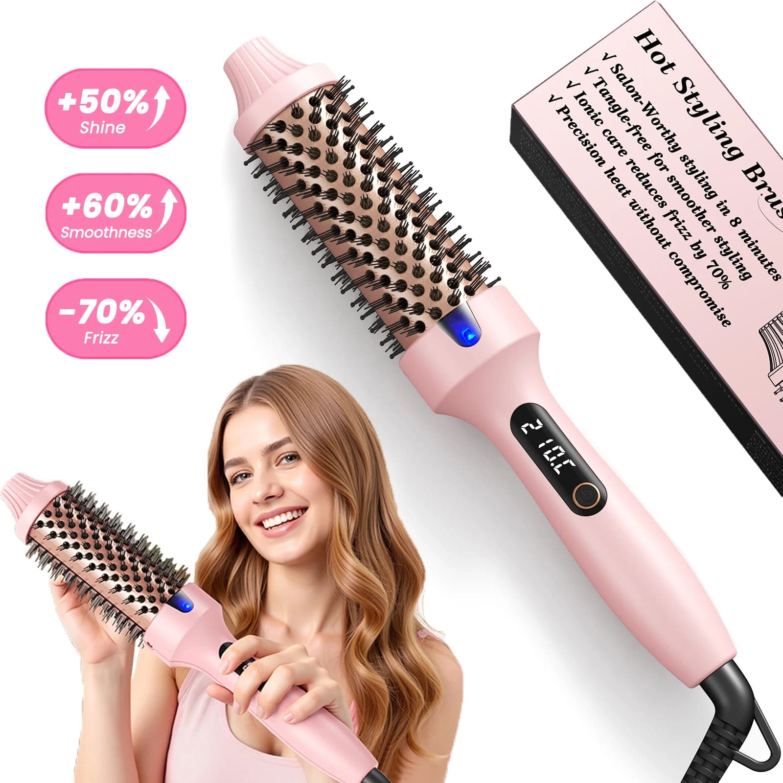 PTC 38mm Copper, Anti-coating Round Thermal Brush, Volumizing Hair Styler for Domestic and Professional Use, 110-240V