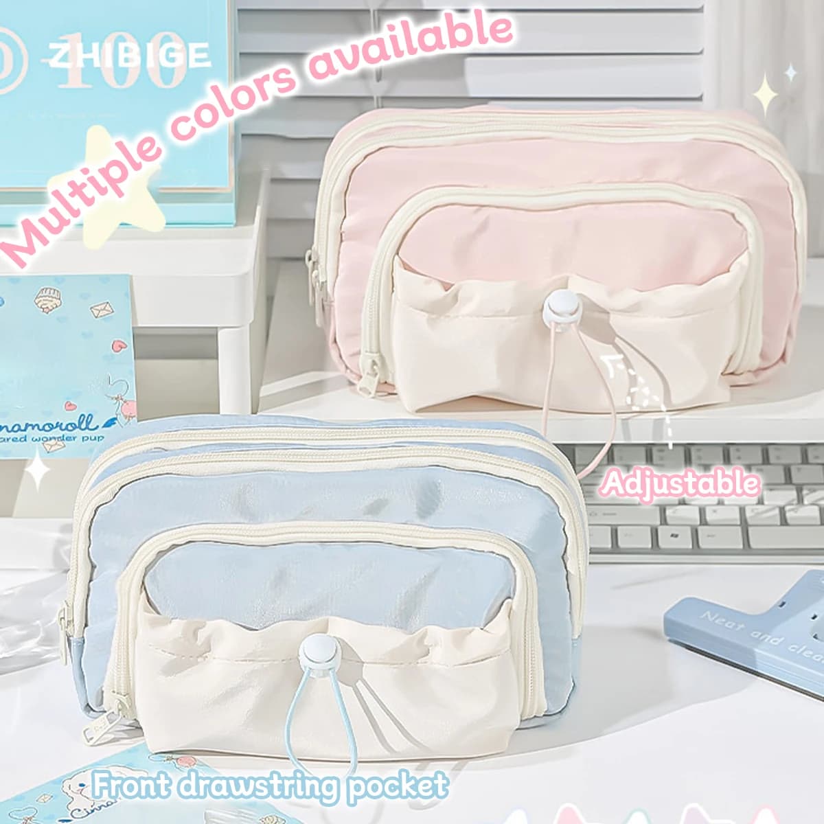 New Kawaii Student Pencil Case Large Capacity Cute Pen Bag Ins Style Stationery Storage Bag School Stationery Supplies
