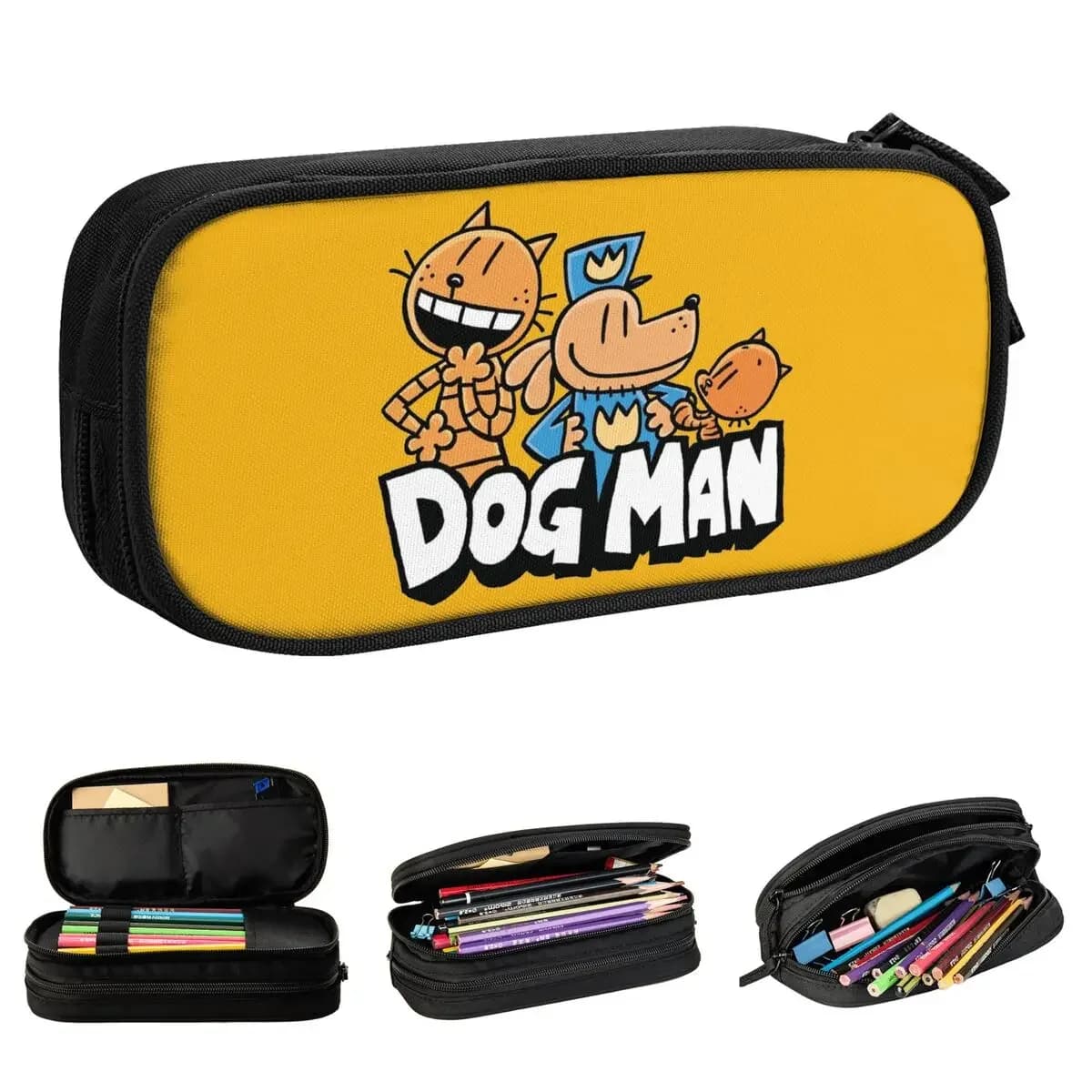 Divertente Dog Man X Petey e Li'l Petey Astuccio Astuccio per matite Penna per studenti Borsa di grande capacità Regalo per ufficio Cancelleria
