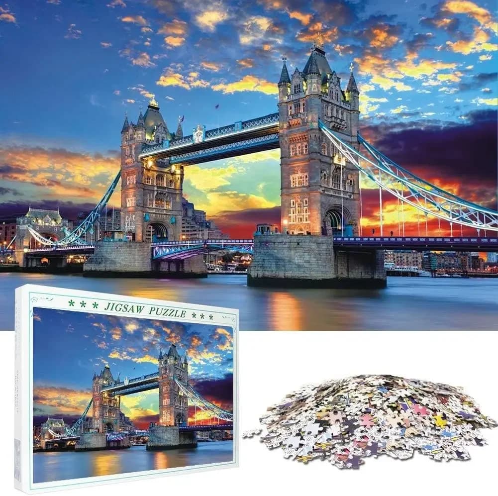Puzzle da 1000 pezzi con paesaggi famosi per bambini e adulti, ponte della torre di Londra, grande gioco di puzzle, giocattoli regalo