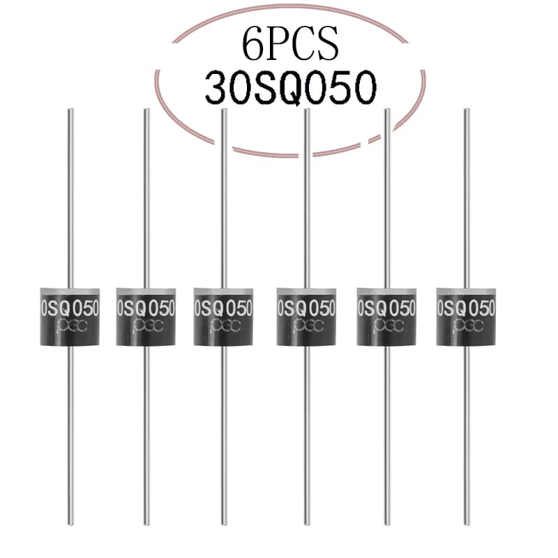 SAMIROB 6PCS 30SQ050 Schottky Diode 30A 50V Axial for Solar Panel Parallel Reflow Protection