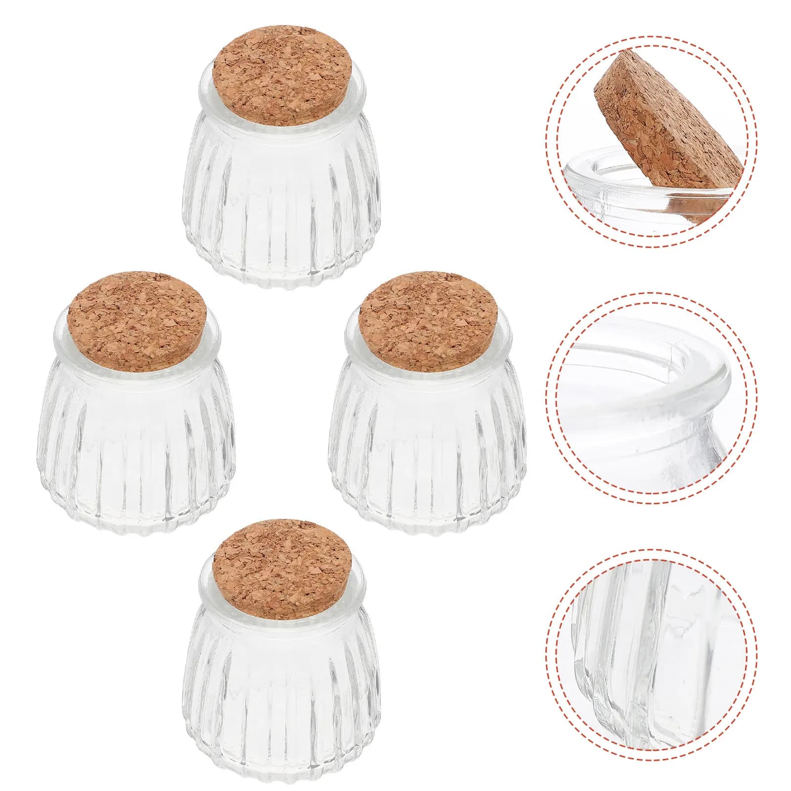 Set di 4 Bottiglie in Vetro con Tappo in Sughero, Piccoli Contenitori Trasparenti per Desideri Fai-da-Te, Oli Essenziali, Caramelle e Decorazioni per la Casa