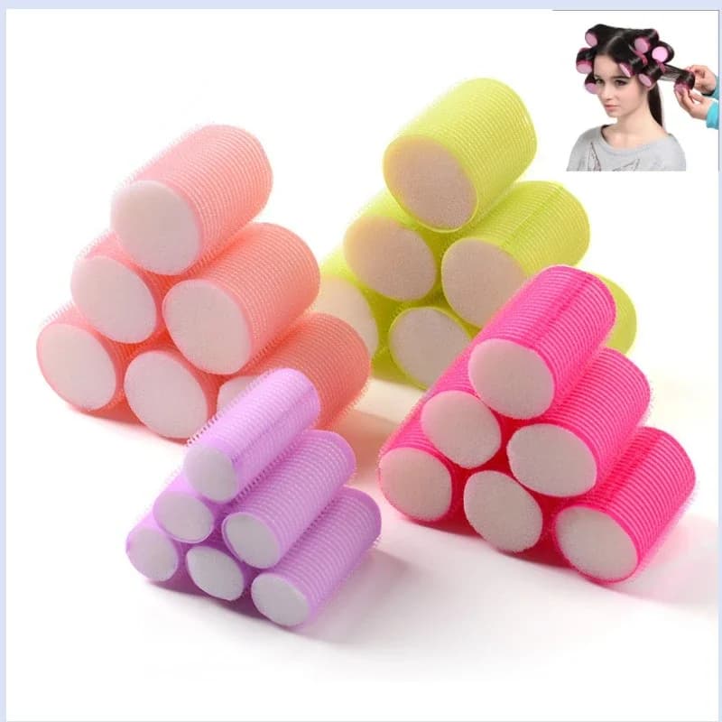 1/6 pcs/set heat-free hairdresser with automatic handle Heat-free hair roller set self-adhesive hair dryer tool for hairdressers of different sizes