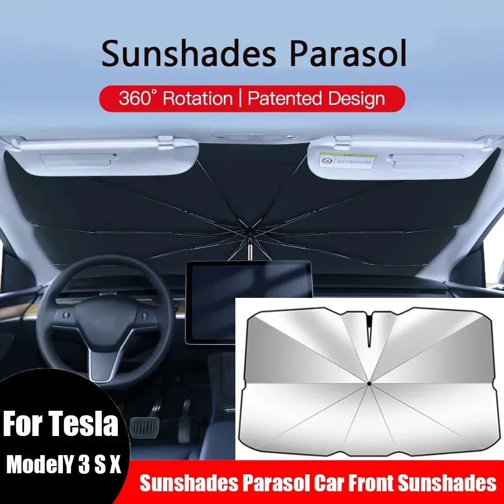 Parasole pieghevole per parabrezza anteriore auto, protezione UV e calore, compatibile con Tesla Model 3 Y, accessori auto