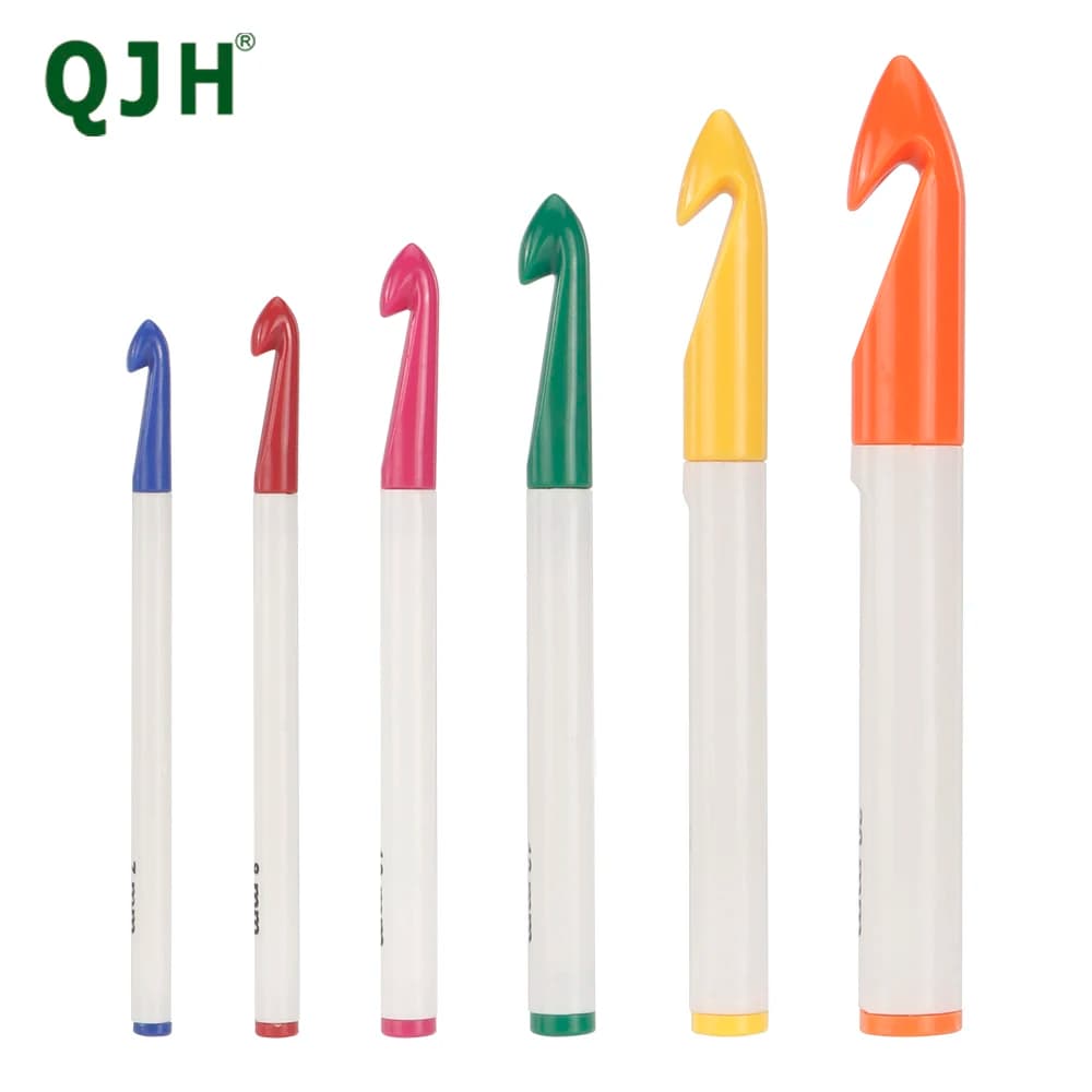Set di 6 pezzi di uncinetti in plastica enorme da (7 a 20 mm), filato colorato per ferri da maglia per maglione per filo grosso, facile da usare per i principianti