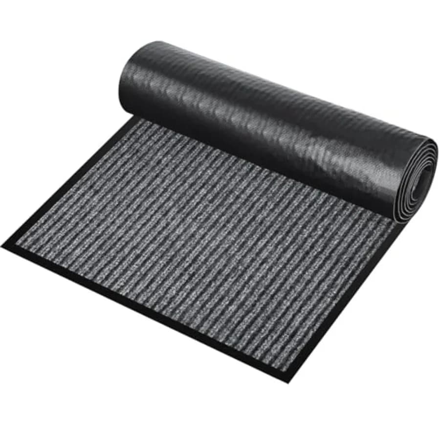 Tappeto commerciale per pavimenti 3' x 10' per uso in ingresso e corridoio, in polipropilene resistente con retro in gomma, grigio antracite, a basso profilo