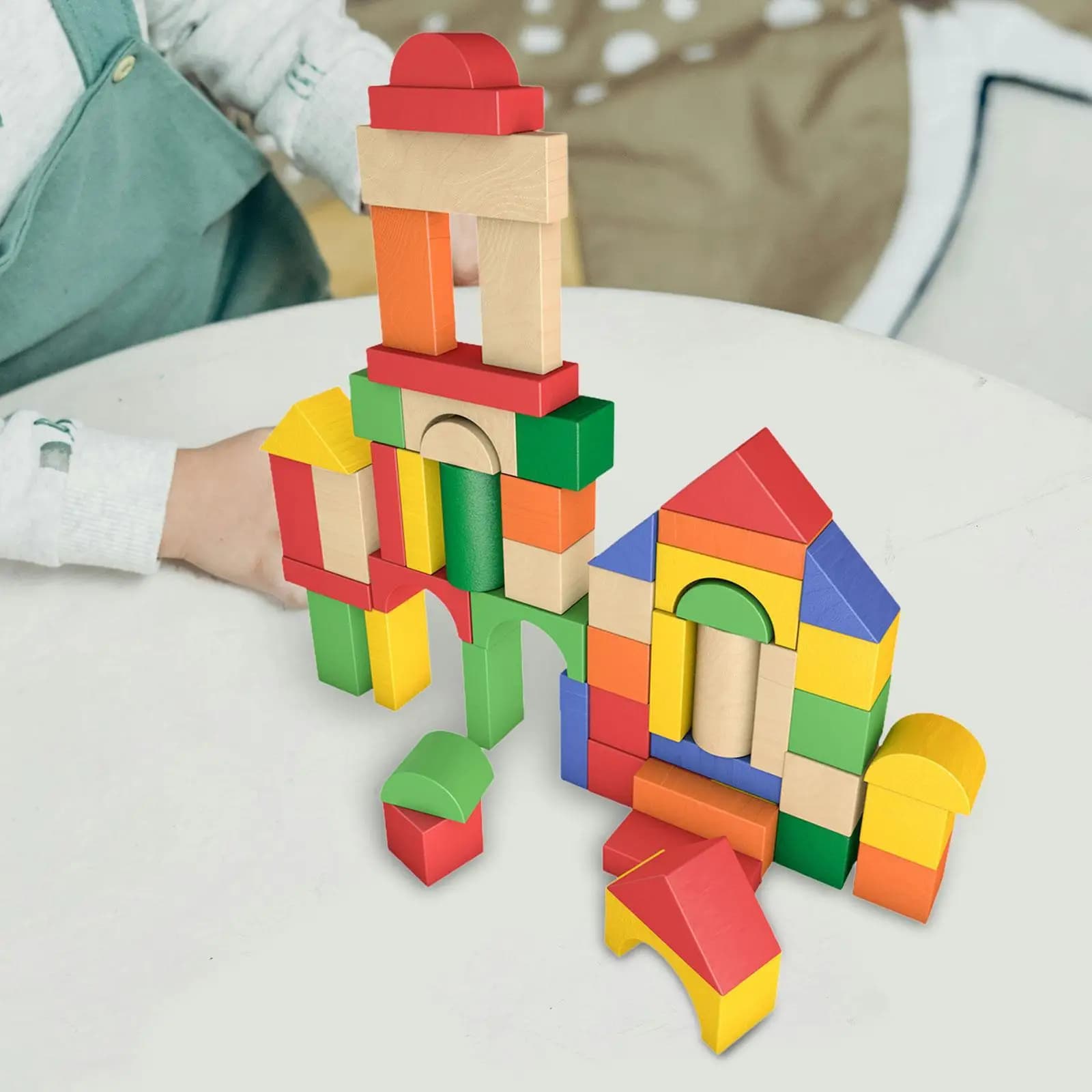 50x blocchi di legno giocattoli Montessori per bambini di 1 2 3 anni
