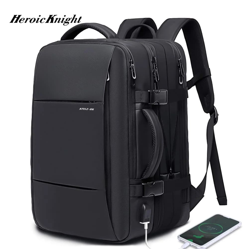 Heroic Knight Expandable Men Backpack Waterproof Business Laptop Backpack Man Large Capacity Travel Bag Fashion School Backpack