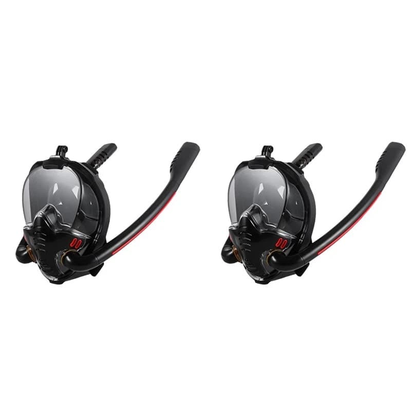 2X Snorkeling Mask Double Tube Silicone Diving Mask Adult Swimming Mask Diving Goggles Underwater Breathing Mask-A