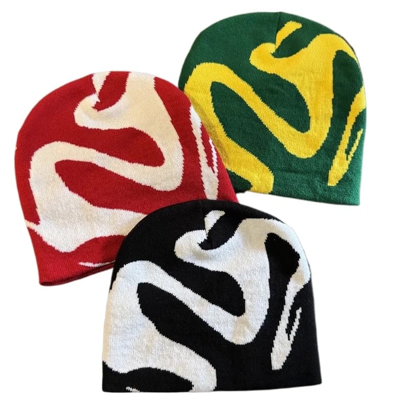 Berretti lavorati a maglia alla moda Cappello invernale jacquard antivento caldo Berretto pullover moda casual colorato all'aperto