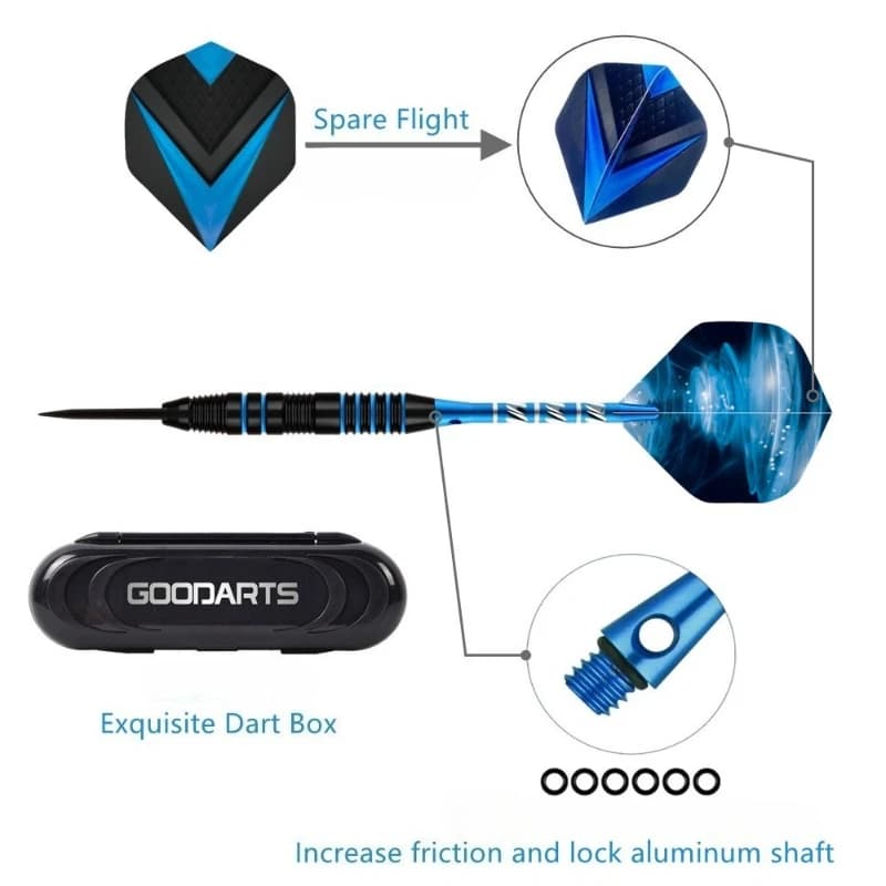 Set di 3 Freccette Professionali da 22g con Punta in Acciaio, Accessori per Giochi di Intrattenimento Indoor e Outdoor