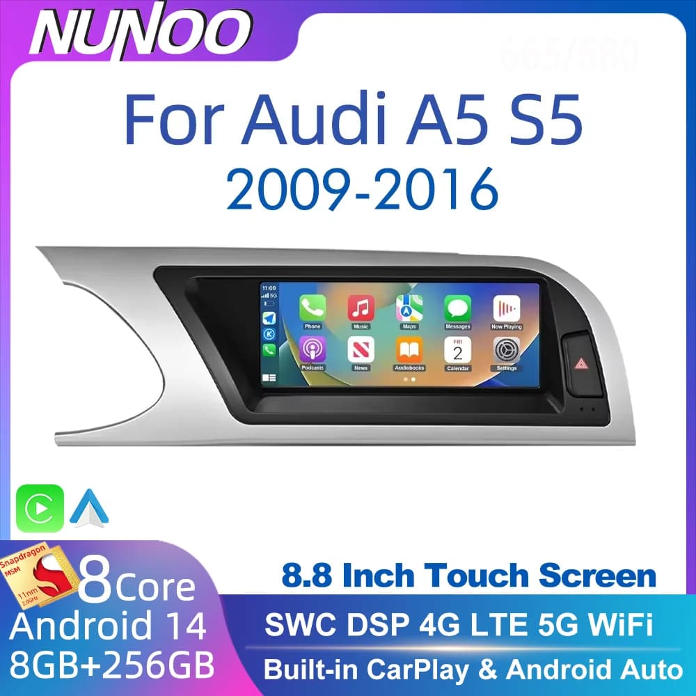 256G Wireless CarPlay Per Audi A5 S5 2009-2014 2015 2016 Autoradio Android Auto Car Lettore Multimediale Stereo GPS Navi Schermo