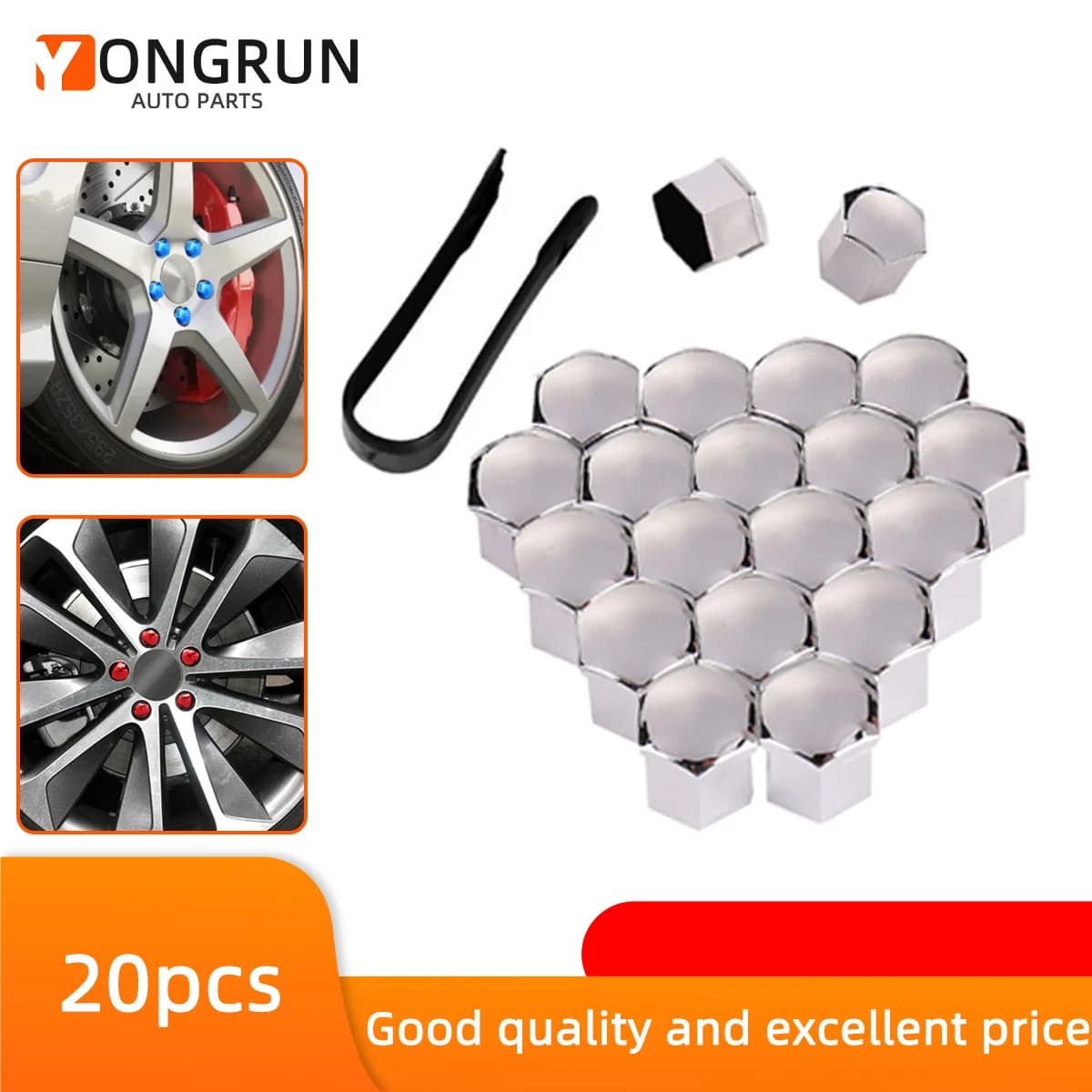 20 pcs Dado Wheel Car Wheel Car Hub Screw Cover 17mm 19mm 21mm Bullion Wheel rims Exterior Decoration Special Dustproof Protector