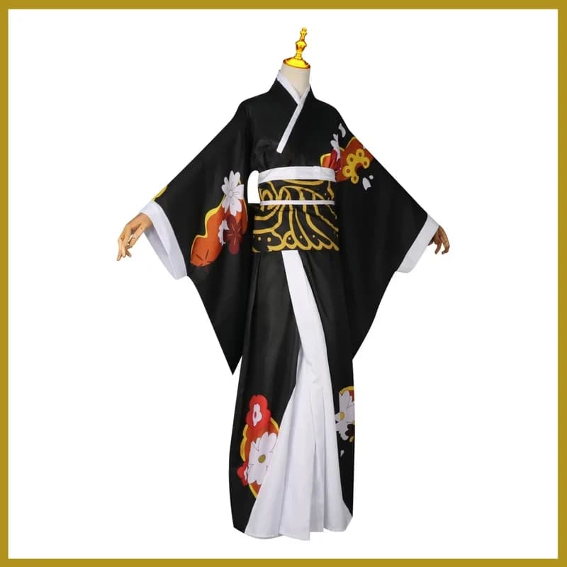 COSAnime Kibutsuji Muzan Cosplay Costume Female Japanese Style Black Kimono Bathrobe Wig Man Woman Sexy Halloween Christma