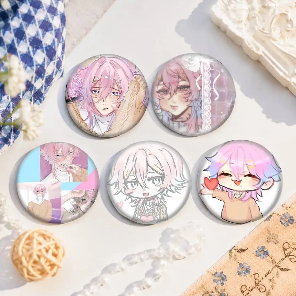 14 Days With You Badge On Backpack Accessories Manga Icons Pins Round Cartoon Brooches For Clothes Bag Decor Gifts