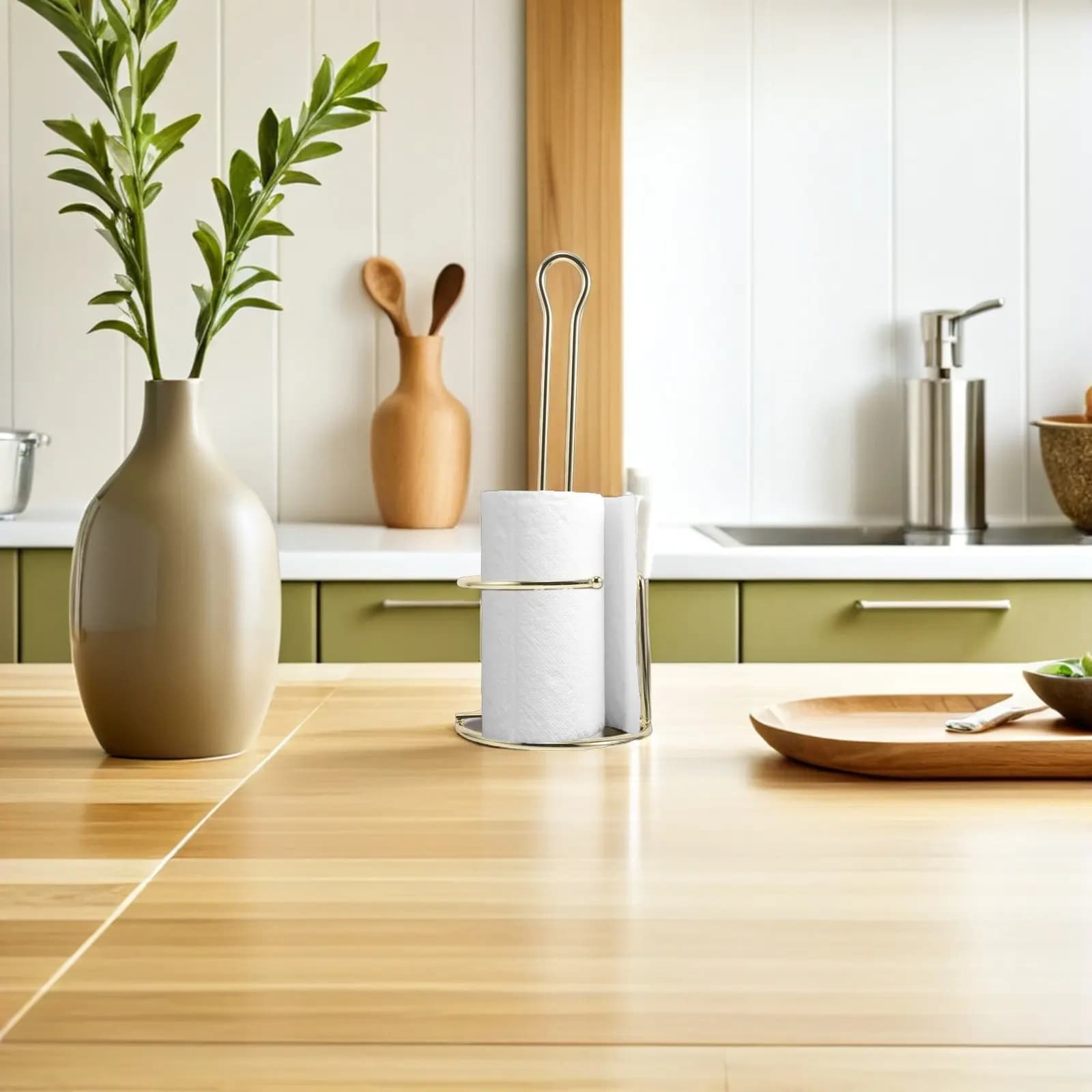 Portarotolo in Metallo Stile Rustico per Cucina, Bagno, Piano di Lavoro, Tavolo da Pranzo, Salviette, Carta Igienica, Fazzoletti