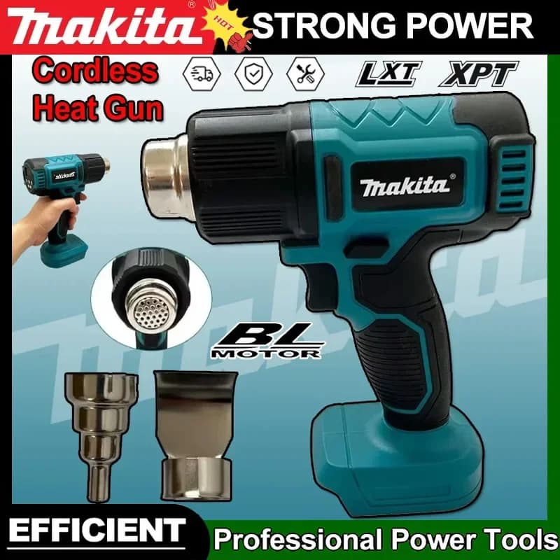 Pistola ad aria calda senza fili Makita Pistola termica elettrica portatile industriale Pistola termica con temperature regolabili Batteria da 18 V