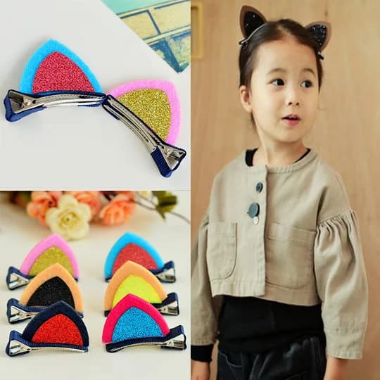 2 pz/lotto bambine Barrettes carino orecchie di gatto Clip di capelli bambini sicurezza tornante fascia per bambini accessori per capelli