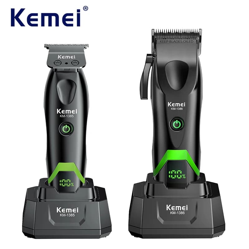 Kemei Clippers Professional Hair Clipper LED Display Hair Trimmer Hair Care Appliance Adjustable Clipper for Men KM-1385 KM-1386
