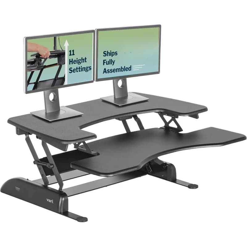 Convertitore per Scrivania Regolabile in Altezza, 36 Posizioni, Supporto per Laptop con 11 Livelli di Regolazione, Postazione di Lavoro Desktop Completamente Assemblata