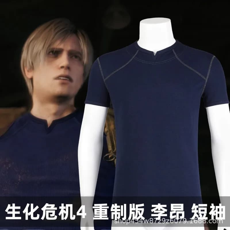 T-shirt da Cosplay Leon Scott Kennedy per Uomo, Costume del Gioco Resident, Abbigliamento Biohazard, Outfit per Halloween, Carnevale, Feste a Tema