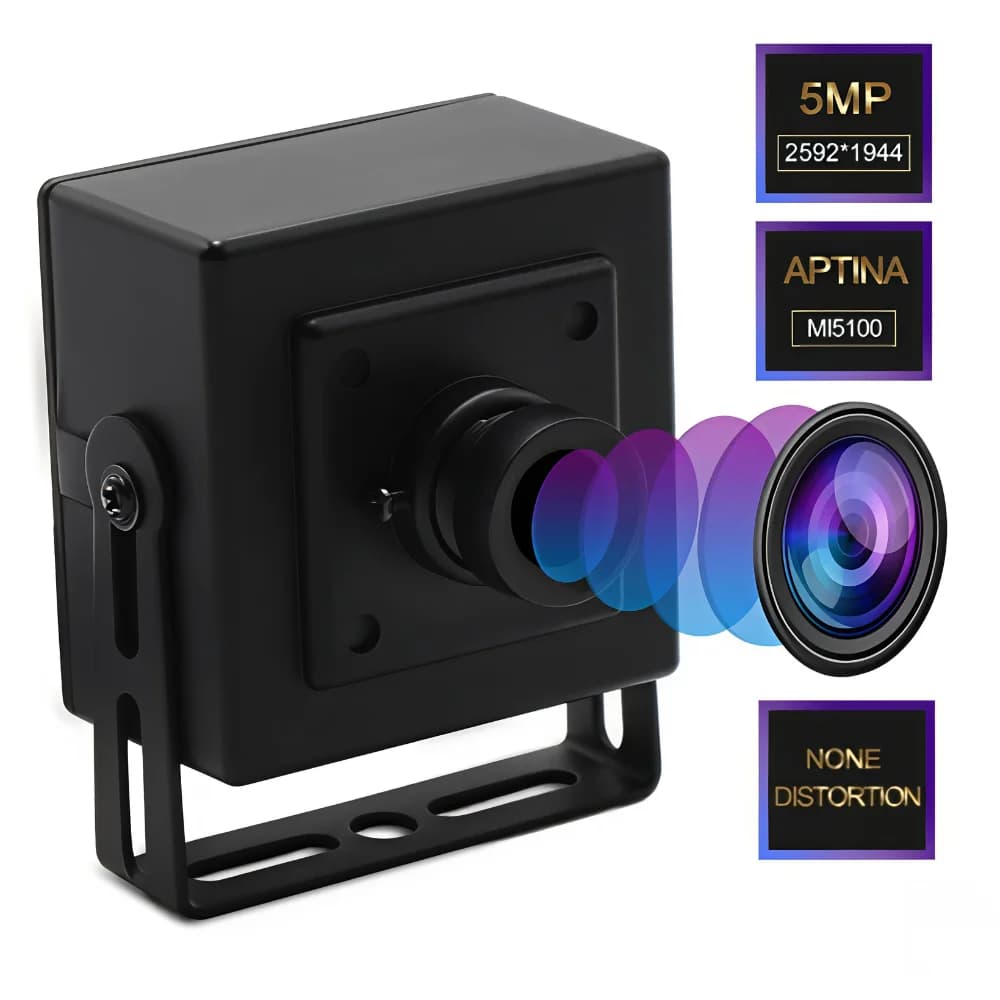 Modulo Fotocamera ELP 5MP Aptina MI5100 CMOS, 100 Gradi Senza Distorsione, Webcam USB2.0 Senza Driver per Scanner di Codici a Barre