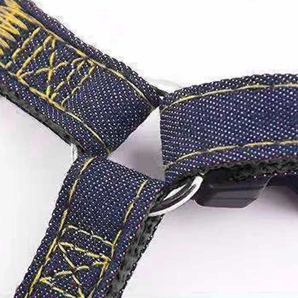Large Dogs Denim Fabric Dog Harness Solid Adjustable Strap Pet Walking Set Chest Wrap Black Dog Chest Harness Park Activity