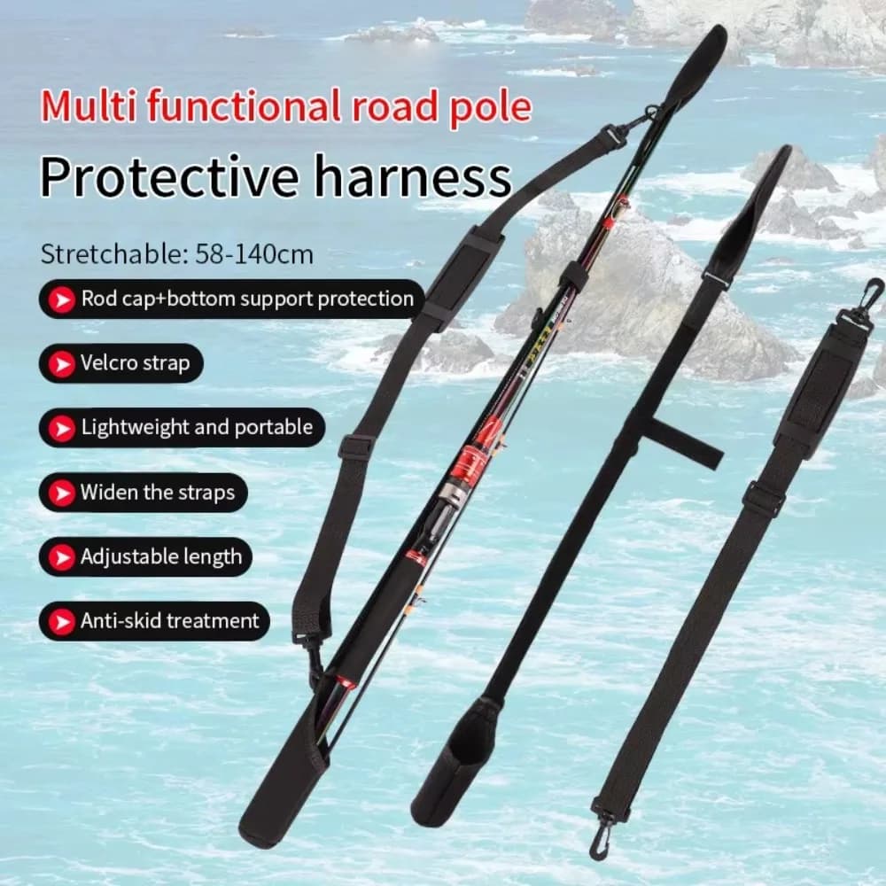 Portable Fishing Ribbon Belt Protector Bag for Fishing Cane Adjustable Fishing Rod Belt Shoulder Belt Accessories for Fishing with reel