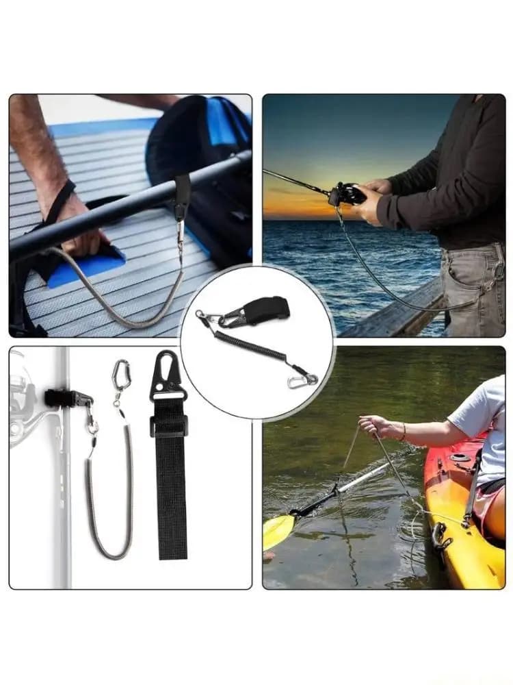 U2JB Guinzaglio per pagaie per kayak Cordino a spirale retrattile resistente per canna da pesca, kayak