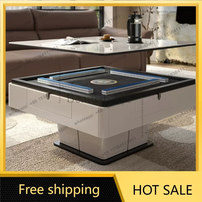 PG Modern Slate Lifting Mahjong Table Nordic High-end Living Room Dual-purpose Mahjong Machine Dining Table Home Furniture FYMT