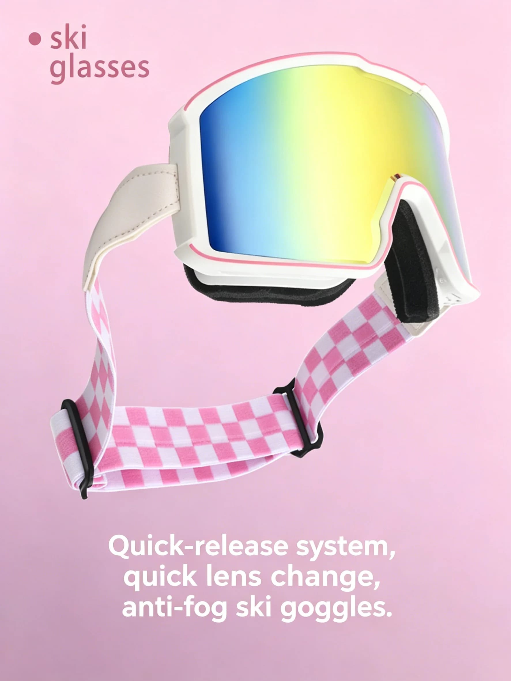 Unisex Wide-View Cylindrical Ski Goggles with Double-Layer Anti-Fog Lenses, Compatible with Prescription Glasses, Non-Slip Widened Headband, Outdoor Ski Goggles
