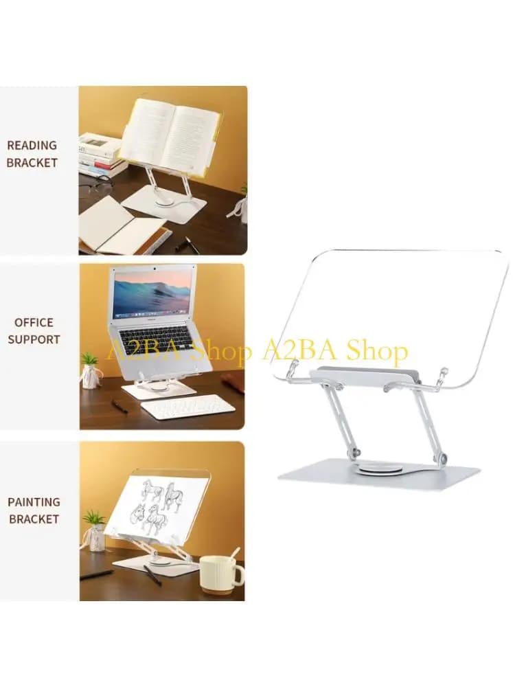 A2BA Supporto stabile per tablet in acrilico con clip per pagine Base opzionale girevole a 360 gradi per il posizionamento e