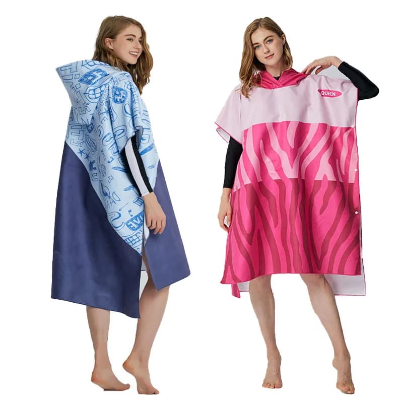 Poncho da surf per adulti con cappuccio, telo da spiaggia in microfibra ad asciugatura rapida, vestiti alla moda, accappatoio da nuoto e immersioni per le donne