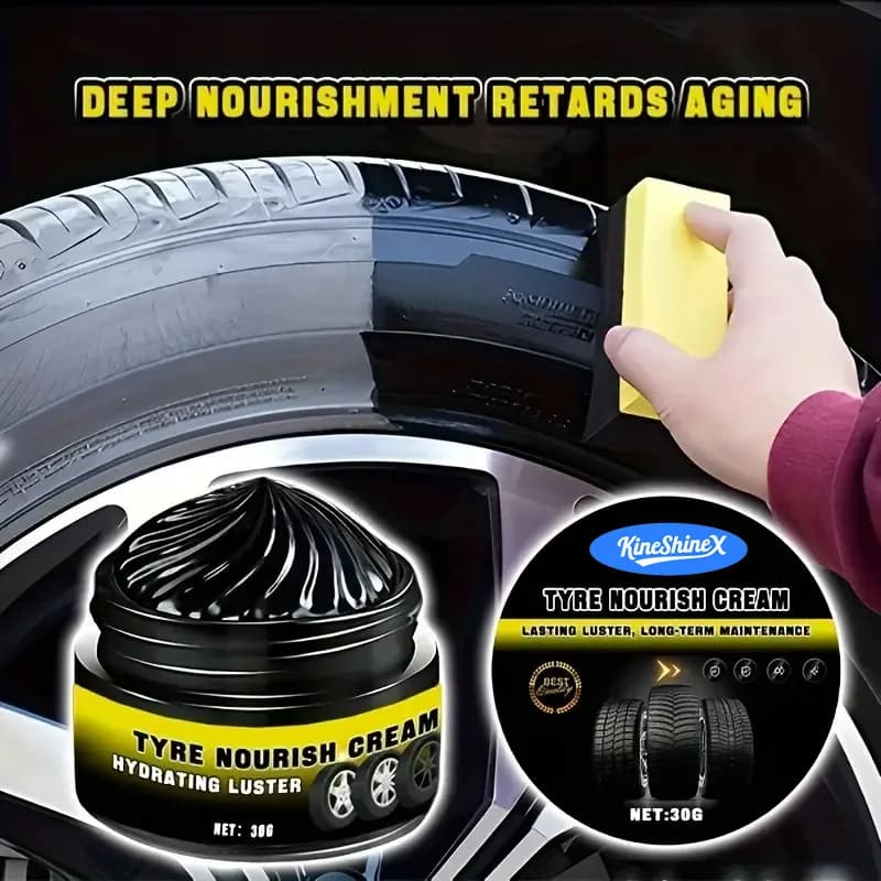 Kineshinex Auto Tire Wax Dark Enhanced, Durable Tire Brightener, Restore Black, Long Lasting Crack Resistant