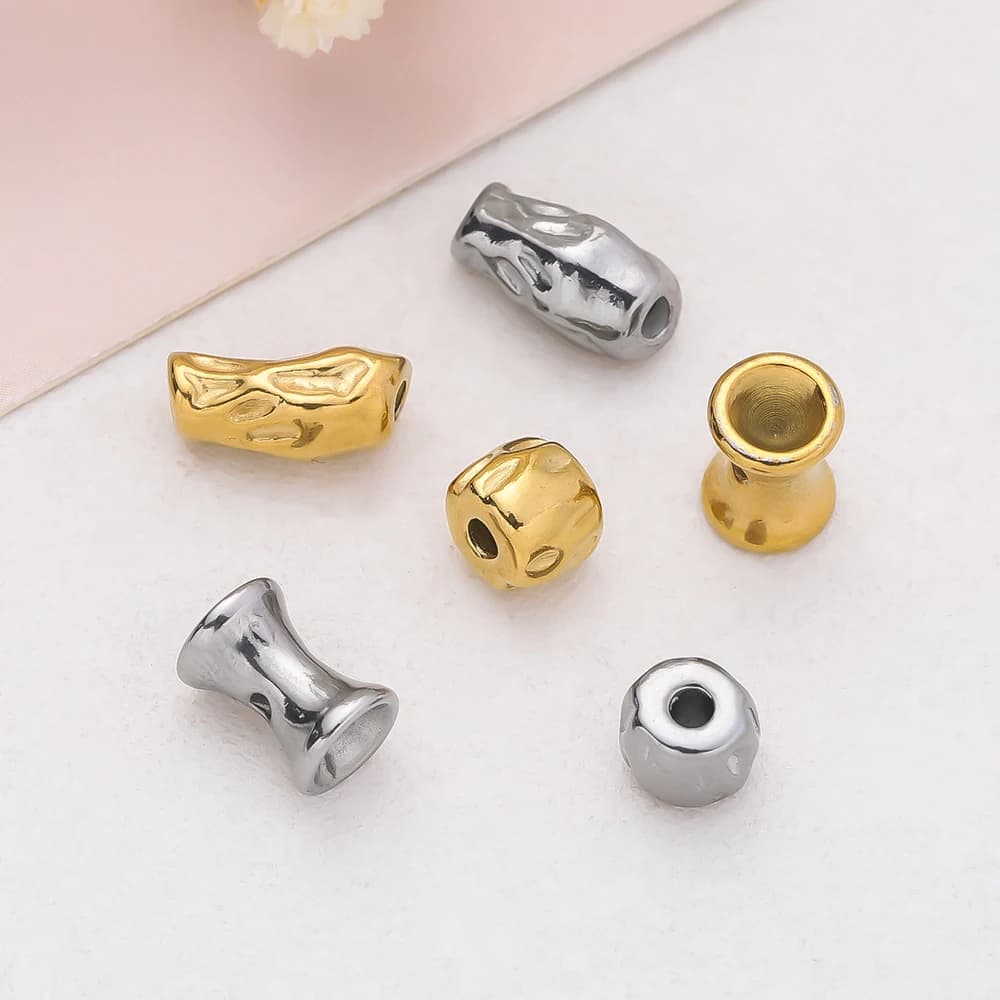 5/10 pezzi perline distanziatrici a tubo irregolare in acciaio inossidabile perline con foro grande per gioielli delicati fai da te che realizzano forniture per collane e braccialetti