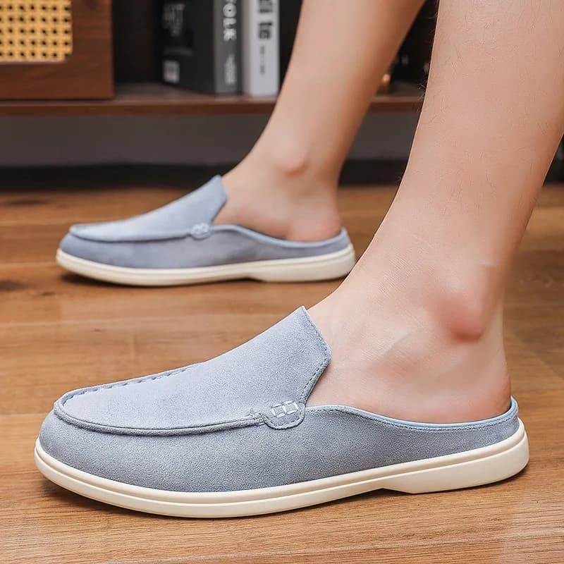 New Men's Casual Shoes Summer Thin Section Baotou Half Slippers Fashion Wild Flat-bottomed Bean Shoes for Men Sneakers