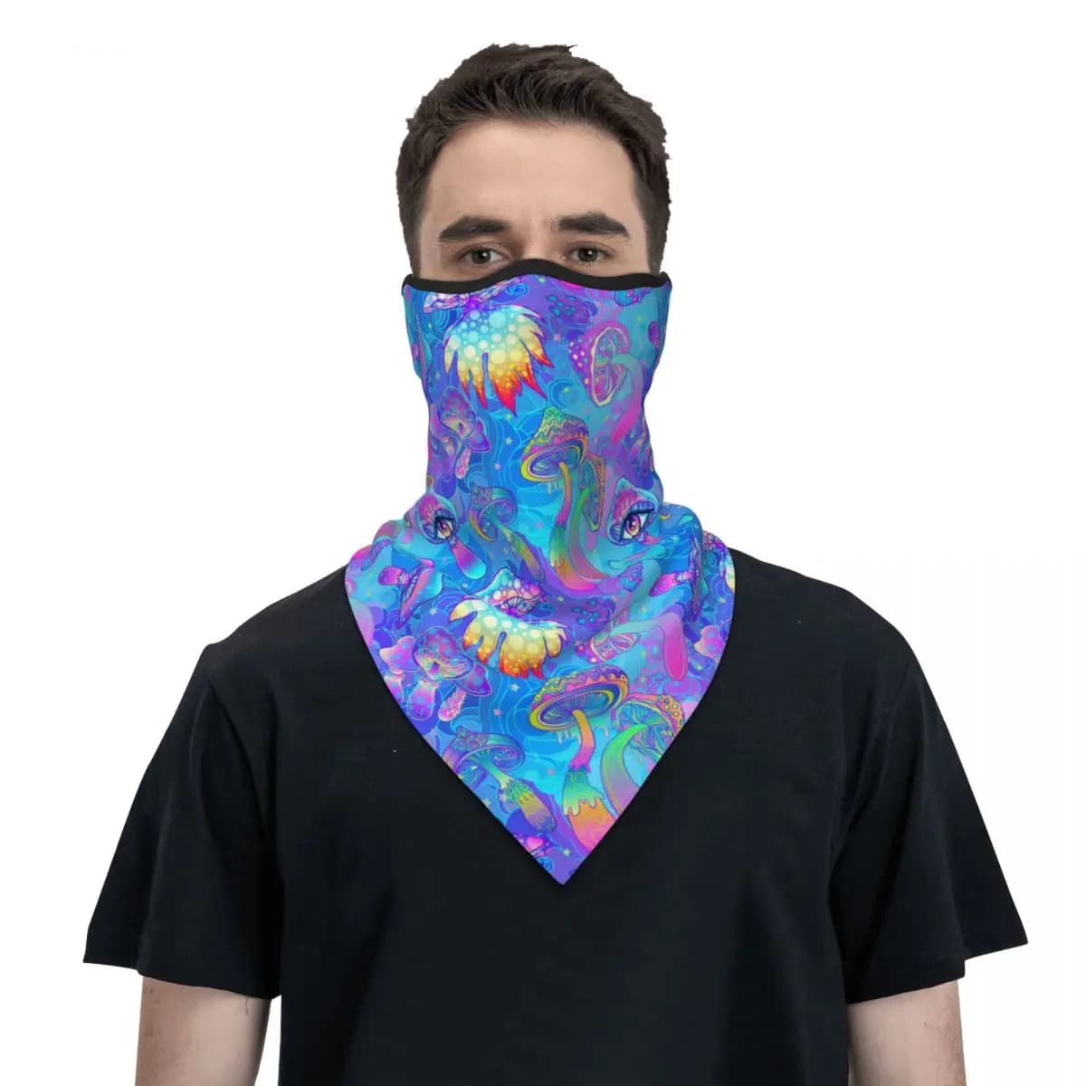 Magic Mushroom Psychedelic Bandana Neck Gaiter for Hiking Cycling Men Women Boho Face Mask Wrap Scarf