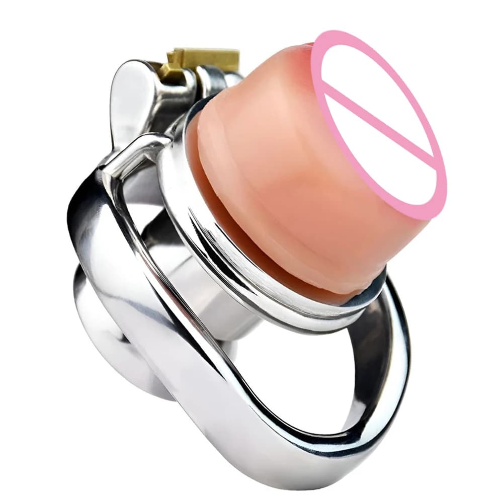 FRRK Flat Chastity Cage Men con catetere uretrale in metallo per coppia anelli per pene in acciaio Bondage Femboy Silicone clitoride BDSM Toys