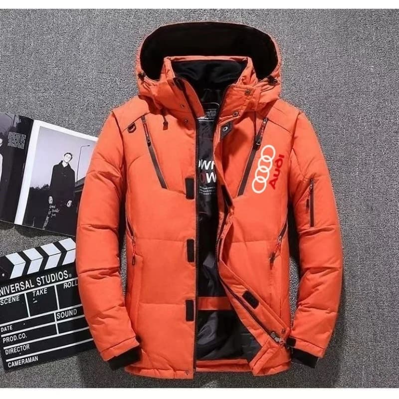 Nuova coppia di giacca spessa Audi per sport invernali all'aria aperta, sci, escursionismo, piumino caldo Audi, giacca fredda alla moda giovanile