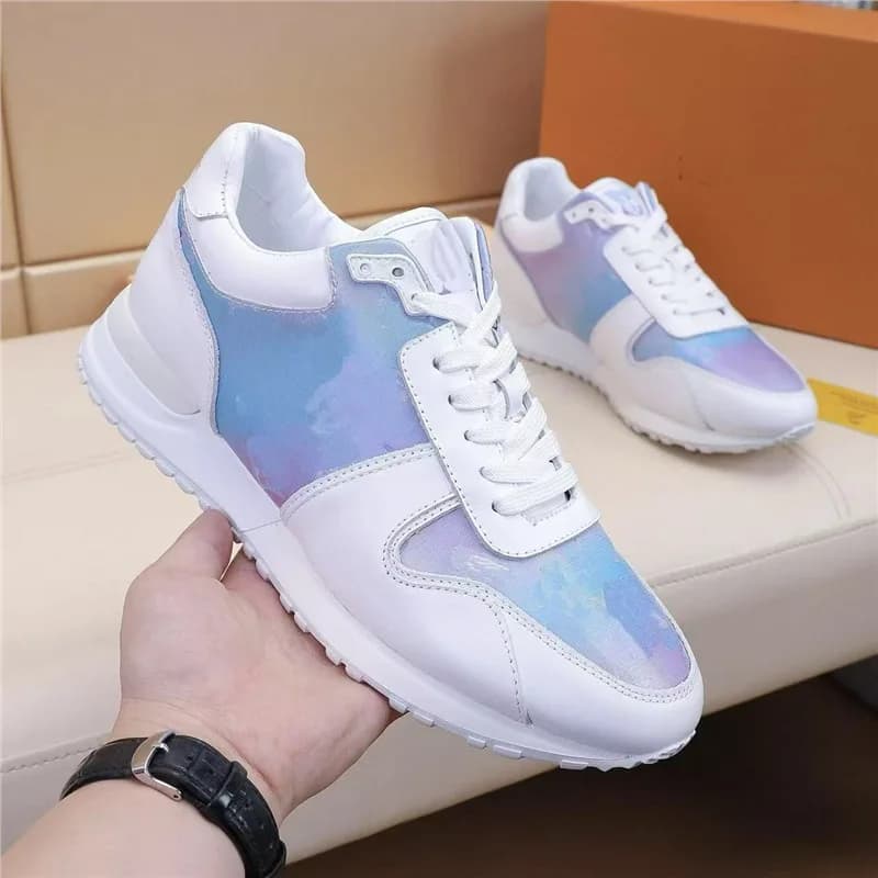 Luxury Men's Casual Shoes, Genuine Leather Color-Blocked Sneakers, Fashionable and Breathable Running Shoes, Brand Discount