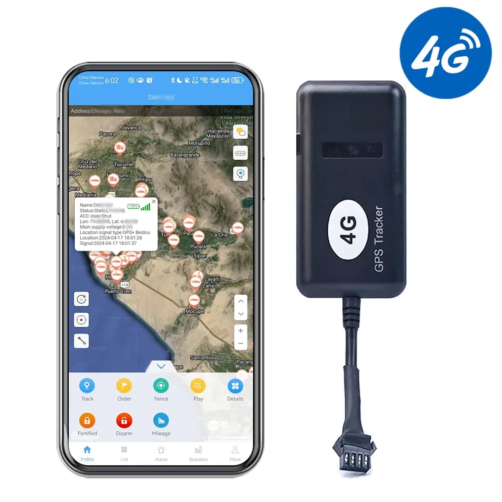 DAGPS Tracker 4G GT02 4 pin GPS track - Ultra-precise location and fuel/stop break Motor and acceleration alarm for your vehicle