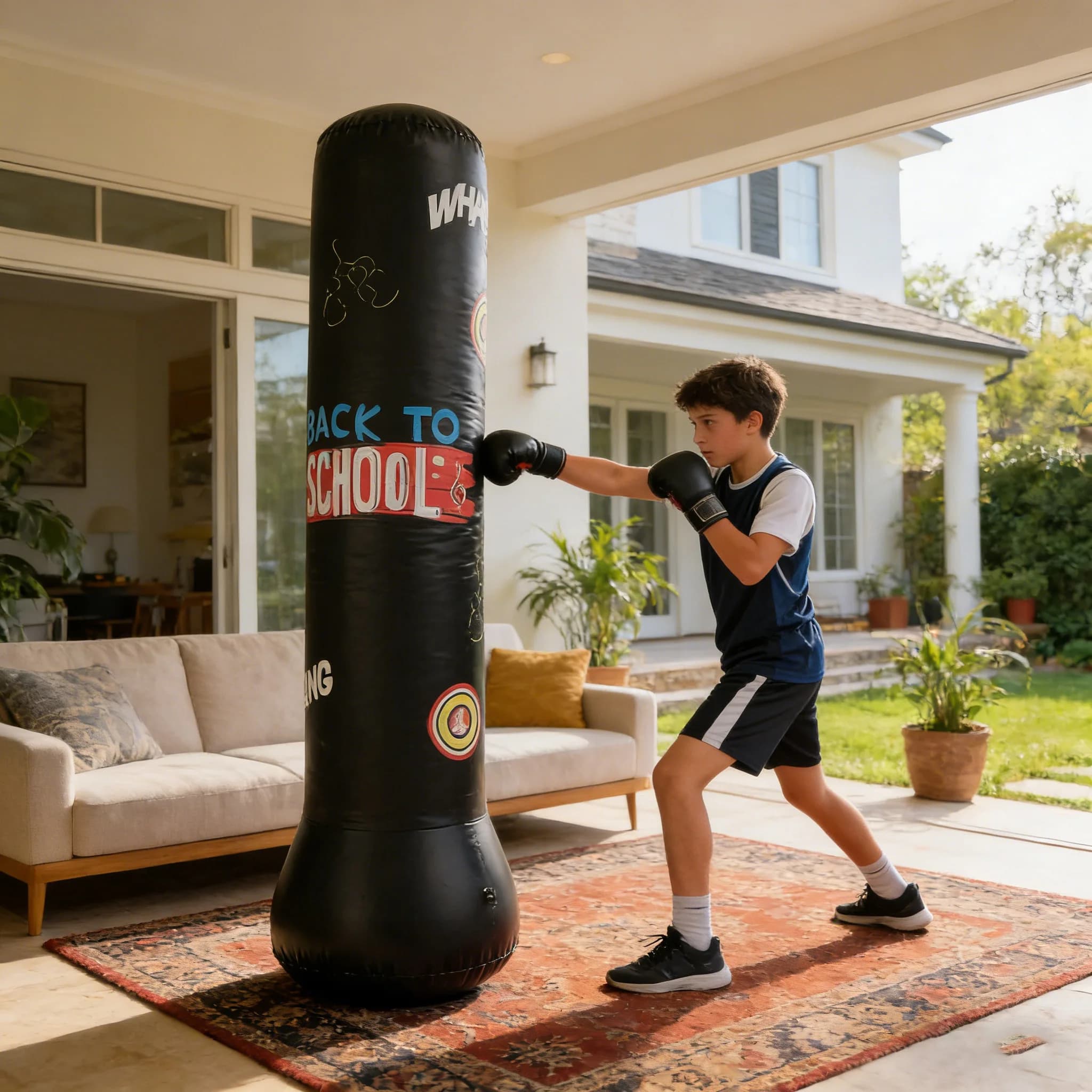 1.2m 1.6m Inflatable Standing Punching Bag for Teens Kids Home Fitness Training Boxing Sandbag Wobble Punching Column Unisex Mar