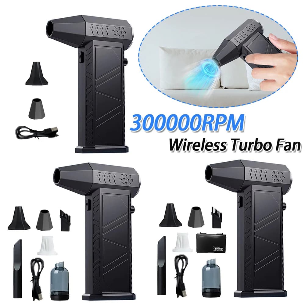 300000 RPM Spolverino elettrico ricaricabile Potente ventilatore d'aria Ventilatore turbo portatile multifunzionale Forte potenza per auto domestica