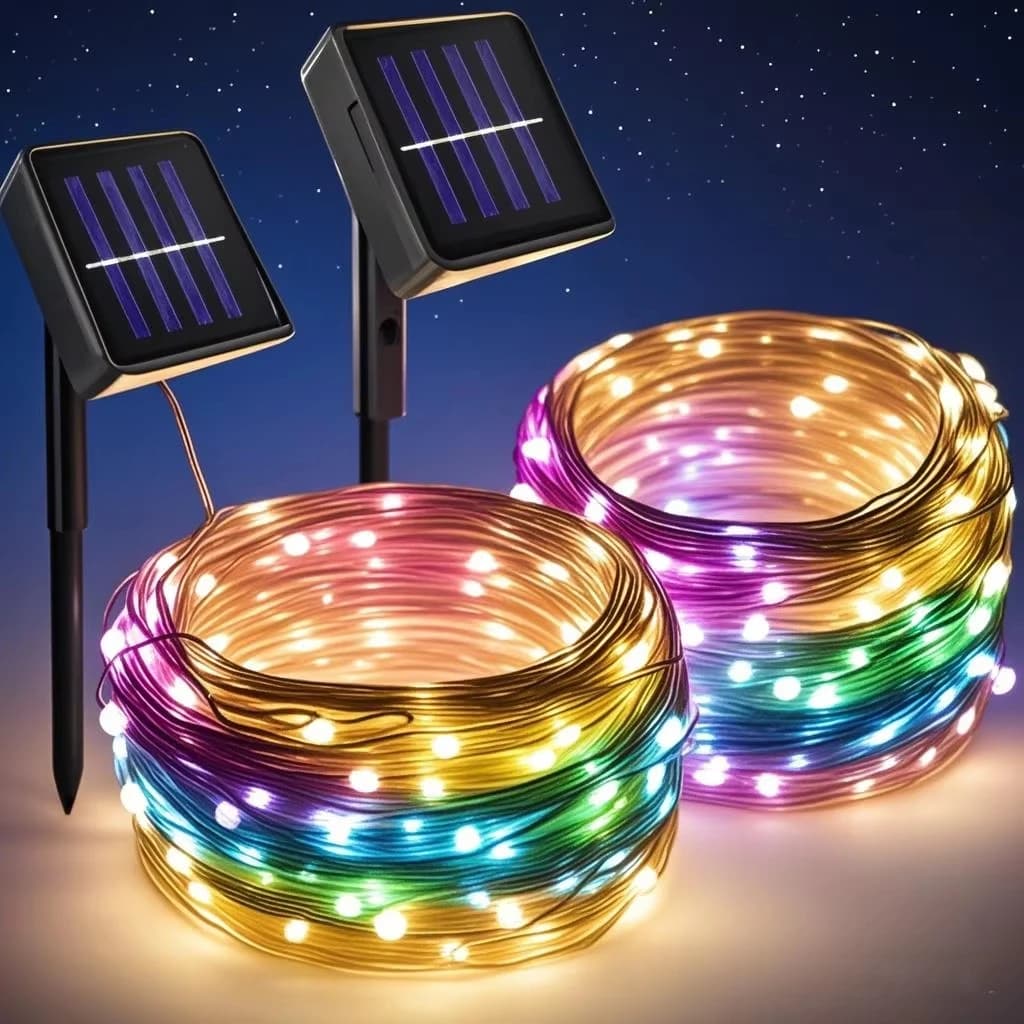 32M/22M/11M/7M Solar Festoon Led Fata Luci Della Stringa Impermeabile Esterno Giardino Cortile Festa Di Natale Ghirlanda Decor Filo di Rame