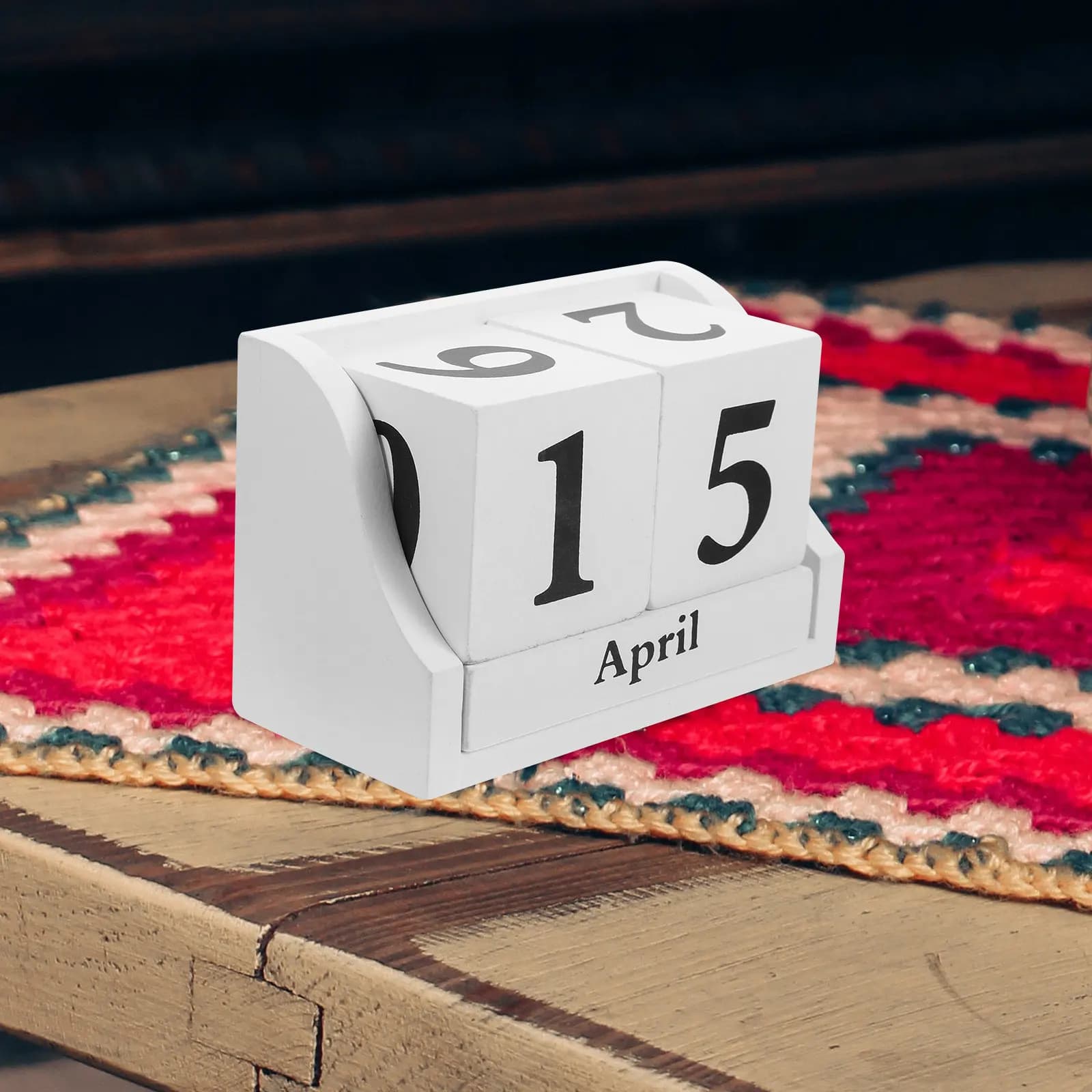 Calendario a Blocchi di Legno da Scrivania, Calendario Perpetuo con Visualizzazione Data, Cubo Rotante con Mese e Data per Ufficio, Casa, Decorazione Scrivania