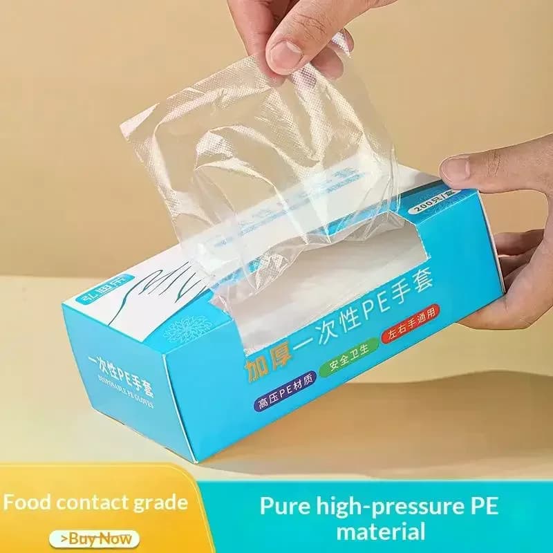 Guanti trasparenti monouso in plastica, senza lattice, per la preparazione degli alimenti, guanti sicuri per cucinare, pulire, barbecue e lavori in cucina.