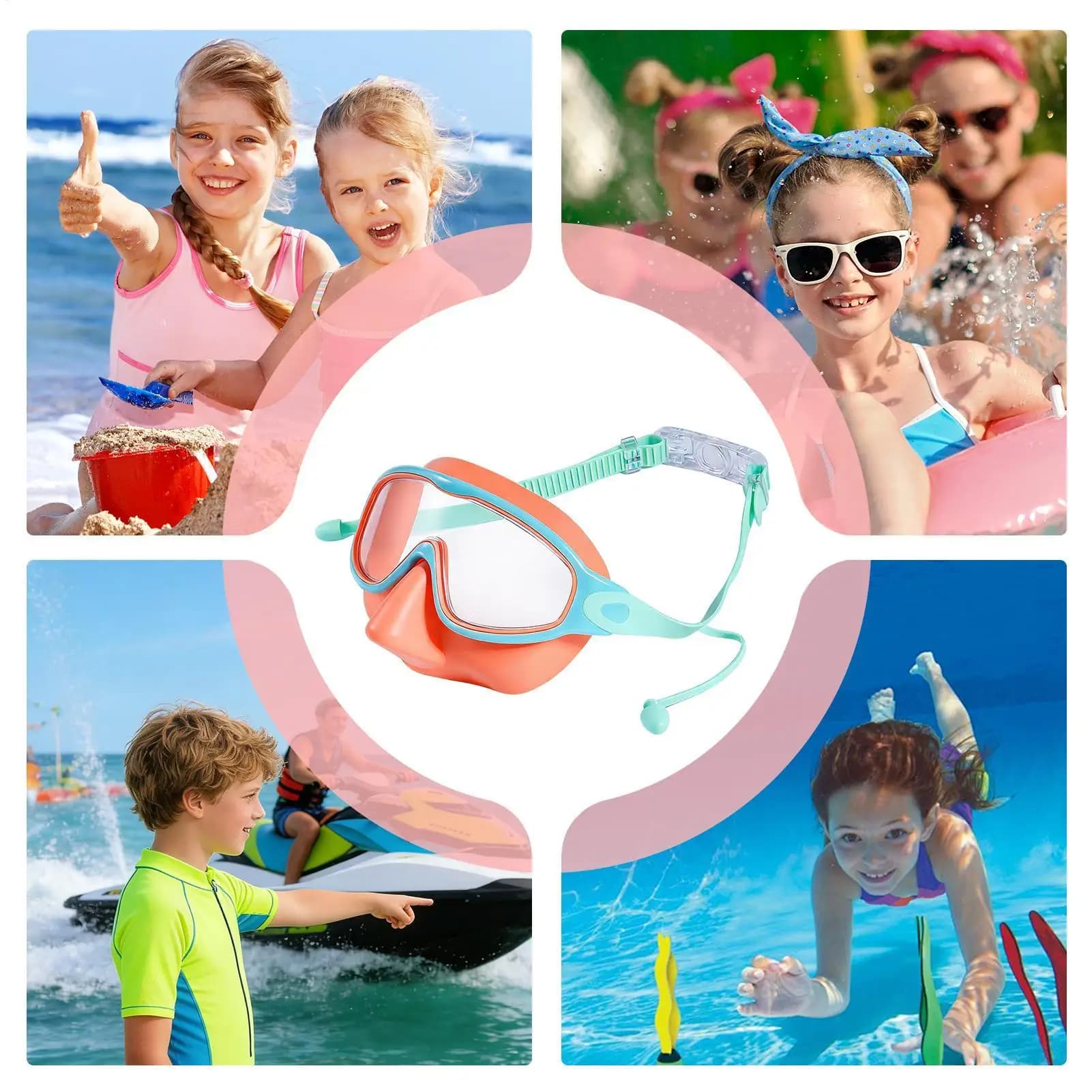 Occhialini da nuoto per piscina, con fibbia regolabile, a prova di perdite, per bambini, per allenamento, spiaggia, parco divertimenti, ragazzi