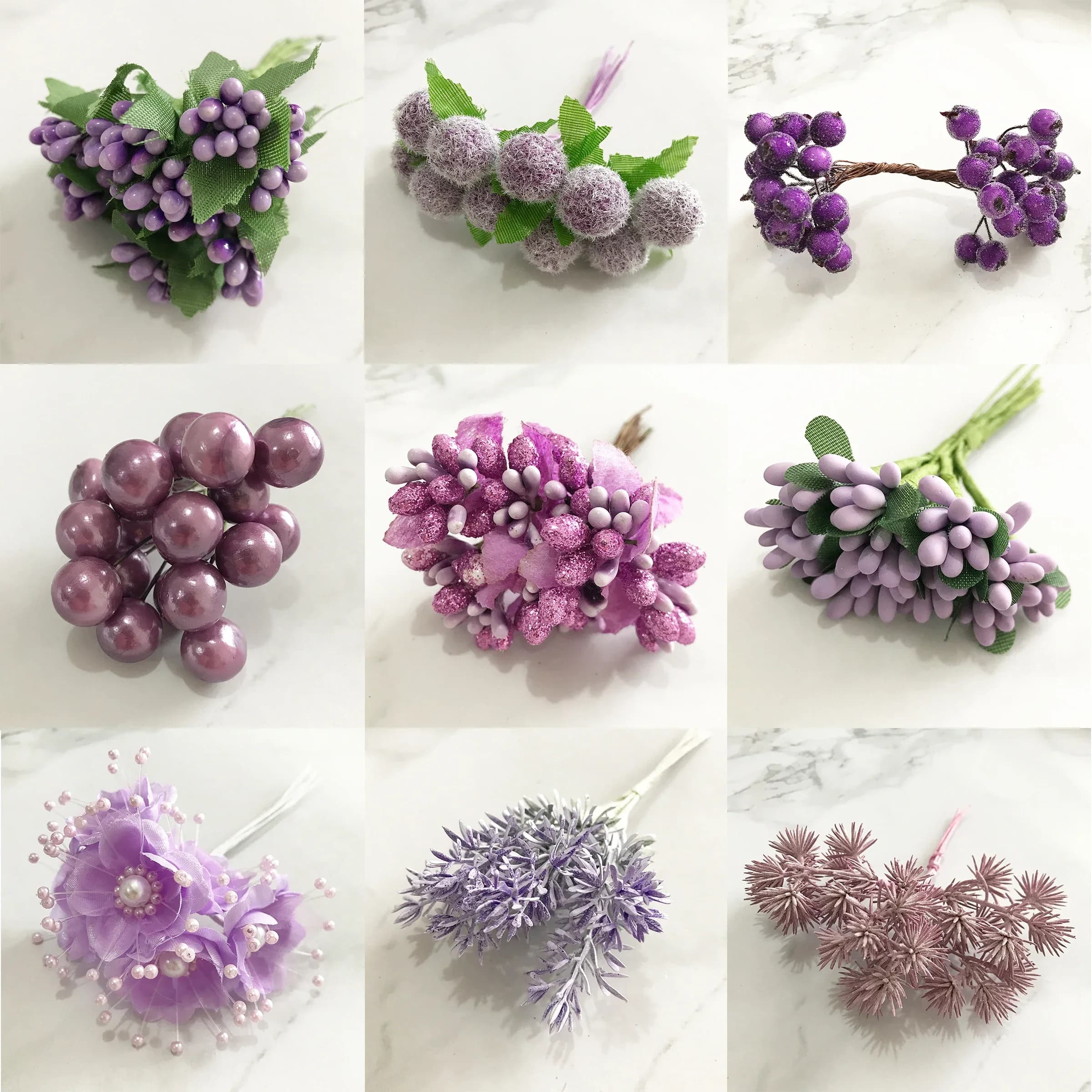 6/8/10/12/50/70/90 pz Miscela Fiore Viola Ciliegio Stame Bacche Bundle FAI DA TE Di Natale Torta di Nozze Confezione Regalo Ghirlande Decor