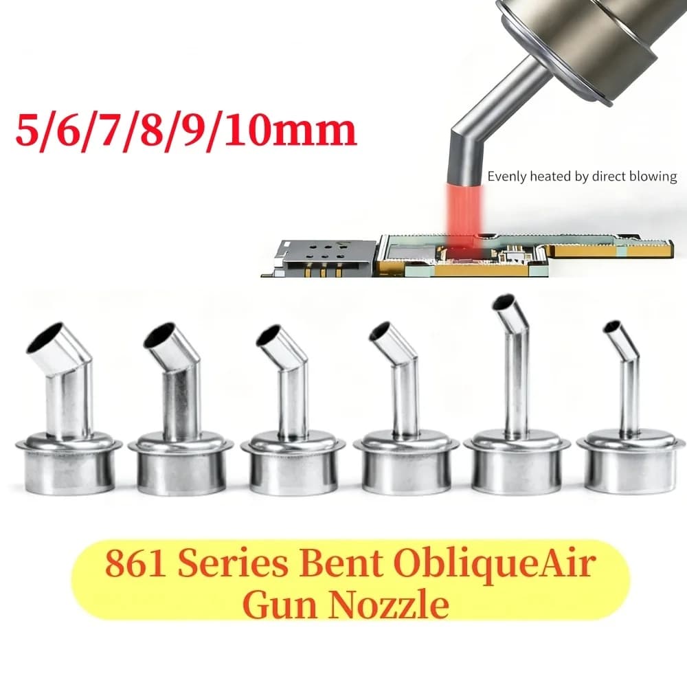 861 Series Universal Hot Air Gun Nozzle 45 ° Elbow Desoldering Station Nozzle 5-10mm for ATTEN QUICK 861D 861DW Assembly Heating