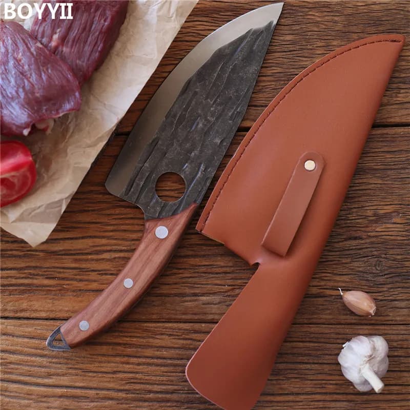 Kitchen knives forging Knives forged bone knife Ring knife Kitchen knive Small knife for machete to kill the knife cover to slice the fish